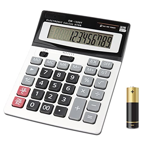 Large Electronic Calculator Counter Solar & Battery Power 12 Digit Display Multi-Functional Big Button for Business Office School Calculating (1 x Calculator) - color: Financial Calculator