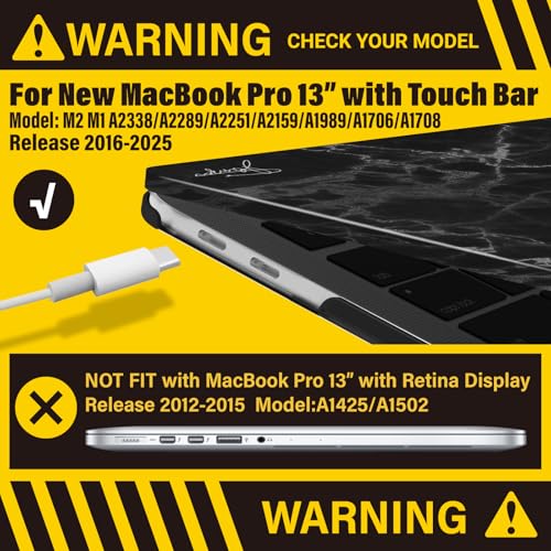 IBENZER Compatible with MacBook Pro 13 Inch Case M2 M1 2026 2025 2024 2023 2022 A2338 A2289 A2251 A2159 A1989 A1706 A1708, Hard Shell Case & Keyboard Cover for Mac Pro 13, Black Marble, T13BKMB+1 - color: #REF!
