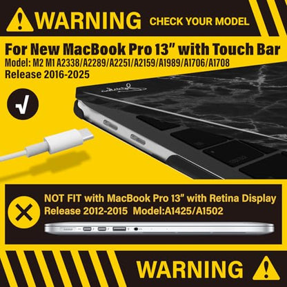 IBENZER Compatible with MacBook Pro 13 Inch Case M2 M1 2026 2025 2024 2023 2022 A2338 A2289 A2251 A2159 A1989 A1706 A1708, Hard Shell Case & Keyboard Cover for Mac Pro 13, Black Marble, T13BKMB+1 - color: #REF!