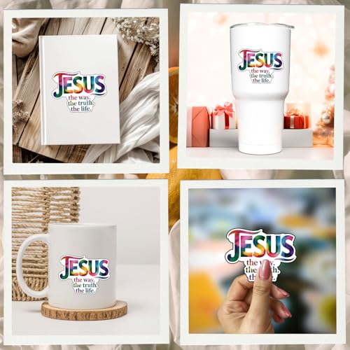 (3Pcs) Jesus The Way The Truth The Life Christian Sticker Waterproof Vinyl Decal Religious Faith Sticker Colorful Bible Decal Laptop Water Bottle Church Gifts Christians Adults Teens Women 3x2.3 Inch - color: Jesus the Way