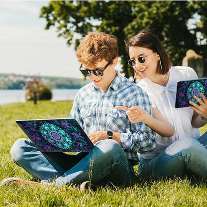 Universal Laptop Skin Sticker with 2 Wrist Pad Skins, Waterproof Scratch Resistant Vinyl Laptop Cover Decal, Cut to Fit for 11–15.6 Inch MacBook HP Dell Lenovo, Blue Mandala - color: Blue Mandala