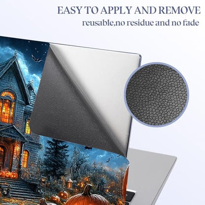 Universal Laptop Skin Sticker Decal,15.6 Inch Laptop Vinyl Cover for 13" 14" 15.6" Laptop,Scratch-Resistant Waterproof Protector Wrap,Reusable with Wrist Pads,Pumpkin Haunted Mansion - color: Pumpkin Haunted Mansion