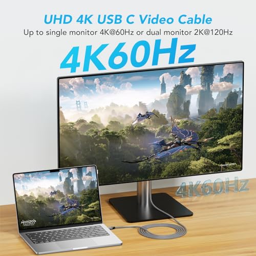 ULT-WIIQ 5FT USB C to USB C 3.2 Gen 2 x 2 Video Cable for Portable Monitor, 4K@144/120/60Hz 8K Display Cable, 20Gbps Data Transfer, PD 3.1 240W Fast Charging, for iPhone 17, MacBook, SSD, CarPlay - size: 5FT
