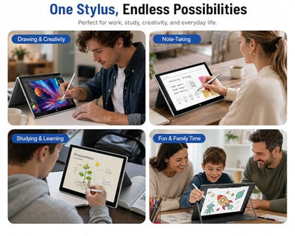 Active Digital Pen for HP Envy x360 Pavilion Spectre Omnibook Touchscreen | MPP 1.51, 2500H Battery Life, 1024 Pressure, Palm Rejection, Dual Side Button Pixel-Perfect Precision for Drawing Note Taking - color: silver