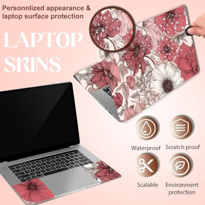 SUPERDANT Laptop Skin Sticker Flower Laptop Decals Personalized Universal Notebook Computer Wrap Vinyl Skin Stickers Cover Art Decal Removable 12-15.6 Inch Waterproof Scratch-Resistant Gifts Pink - color: Pink