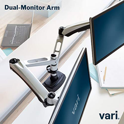 Vari Dual Monitor Arm - VESA Monitor Mount w/ 360 Degree Adjustment - Monitors up to 27 inches, 19.8 lbs - Double Monitor Arms with Full Adjustability - Computer Monitor Stand for Home or Office - style: Dual-Monitor Arm