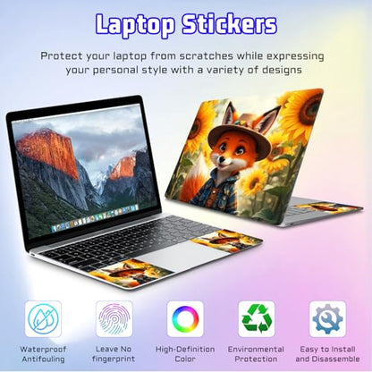 Universal Laptop Skin Sticker Decal, Compatible with MacBook HP Dell Lenovo 12"-15.6", Reusable Vinyl Notebook Cover 3PCS Set, High-Recognition Film-Cute Fox in Cowboy Hat Outfit - color: Cute Fox in Cowboy Hat Outfit