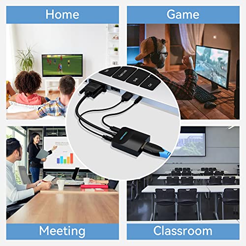 VENTION VGA to HDMI Adapter 1.5FT-1080P Video Dongle Adaptador VGA Converter with Audio Cable and Micro USB Cable,Male to Female for PC,Monitor HDTV (Note: VGA to HDMI Only, Not Bi-Directional) - color: 1.5FT