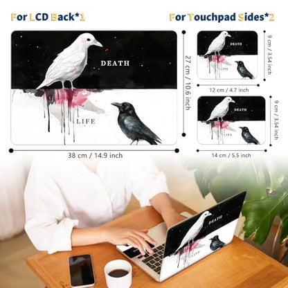Universal Laptop Skin for 13-16 Inch Laptops,Vinyl Protective Sticker Decal,Easy DIY Trim-to-Fit for HP/Dell/MacBook,Bubble-Free & Removable,Life Death Raven Art - color: Life Death Raven Art