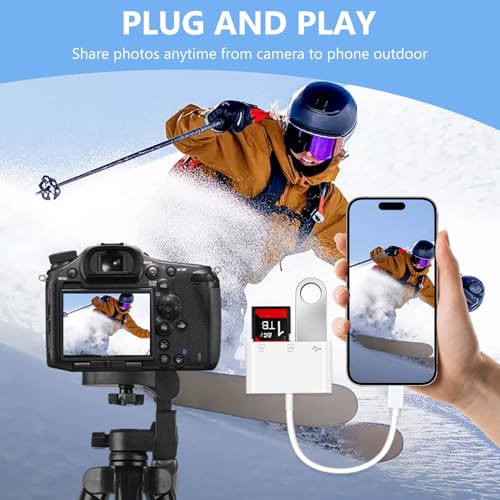 3-in-1 Memory Dual Slots with USB Camera Digital Adapter | White, Type C High Speed, SD and MicroSD Card Reader with OTG for iPhone 17/16/15,iPad,iMac,MacBook,Galaxy,Android