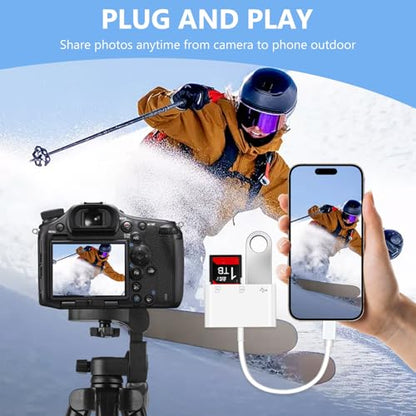 3-in-1 Memory Dual Slots with USB Camera Digital Adapter | White, Type C High Speed, SD and MicroSD Card Reader with OTG for iPhone 17/16/15,iPad,iMac,MacBook,Galaxy,Android