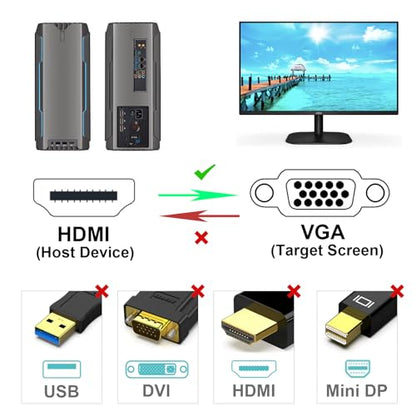 BENFEI HDMI to VGA 3 Feet Cable, Uni-Directional HDMI (Source) to VGA (Display) Cable (Male to Male) Compatible for Computer, Desktop, Laptop, PC, Monitor, Projector, HDTV, Raspberry Pi, Roku, Xbox - size: 3 Feet, style: 1 PACK