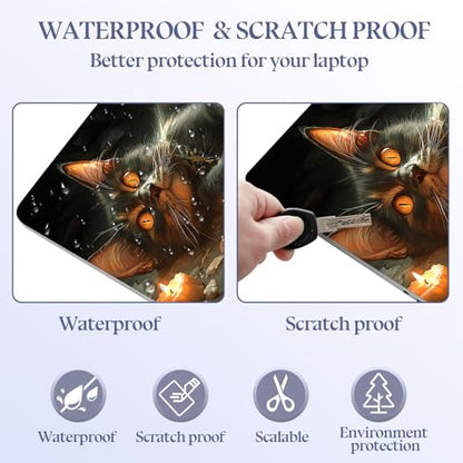 Universal Laptop Skin Sticker Decal,15.6 Inch Laptop Vinyl Cover for 13" 14" 15.6" Laptop,Scratch-Resistant Waterproof Protector Wrap,Reusable with Wrist Pads,Candle Skull Witch Cat - color: Candle Skull Witch Cat