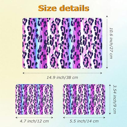 Universal Laptop Skin Sticker with 2 Wrist Pad Decals, 3-Piece Removable Vinyl Laptop Cover, Purple Leopards Waterproof Anti-Scratch, Easy-Trim Fit for 13.3" 14" 15.6" Laptops - color: Purple Leopards