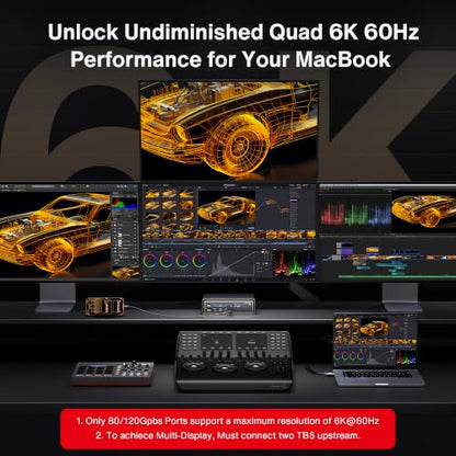 iVANKY 26-in-1 FusionDock Ultra Compatible with Thunderbolt 5, 10GbE MacBook Docking Station, Quad 6K/Triple 8K Display Dock for Mac M1-M5 Pro/Max, 120Gbps, 240W (Incompatible with Windows) - color: Black (Ultra)