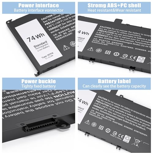 74WH 357F9 Laptop Battery Replacement for Dell Inspiron 15 7000 Gaming 15 7559 i7559 7557 i7557 5577 7567 5576 7566 INS15PD Series P65F P65F001 P57F P57F003 71JF4 071JF4 0GFJ6 0357F9 - size: 6.92*3.75*0.55inch 357F9