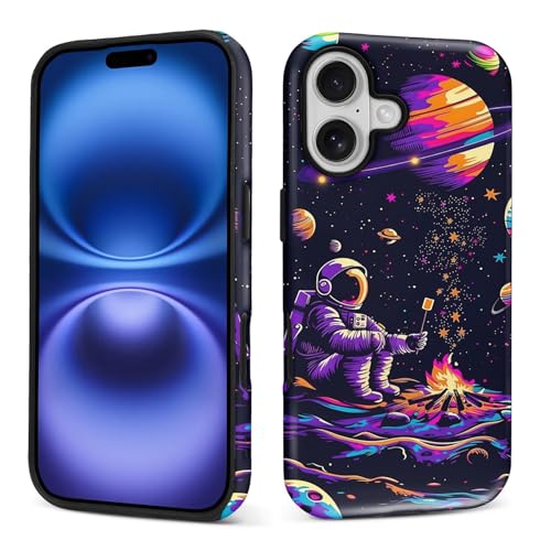CARLOCA Case for iPhone 17,Astronaut Barbecue Design Hybrid Dual Protection Soft TPU Hard PC Shockproof Anti Scratch Men & Women Stylish Protective Phone Case - color: Astronaut Barbecue, size: iPhone 17