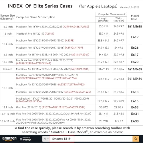 Smatree Laptop Sleeve for 15.3inch Apple MacBook Air M4 2025/2024 M3 A3114 | for 15.3 inch Apple MacBook Air M2 2023 A2941,Protective Case with Accessory Pocket,Patented Shockproof Design (E617)