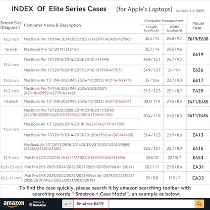 Smatree Laptop Sleeve for 15.3inch Apple MacBook Air M4 2025/2024 M3 A3114 | for 15.3 inch Apple MacBook Air M2 2023 A2941,Protective Case with Accessory Pocket,Patented Shockproof Design (E617)