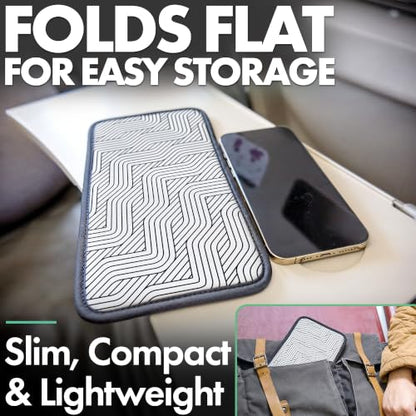 Airplane Phone Holder - Foldable Phone Stand for Plane Travel | Aluminum Build, 9 x 5 in. Mono Lines, Tabletop Mount Desk, Plane Tray Seat back, Treadmill, Fits iPhone Cell Phone - color: Mono Lines, size: Large