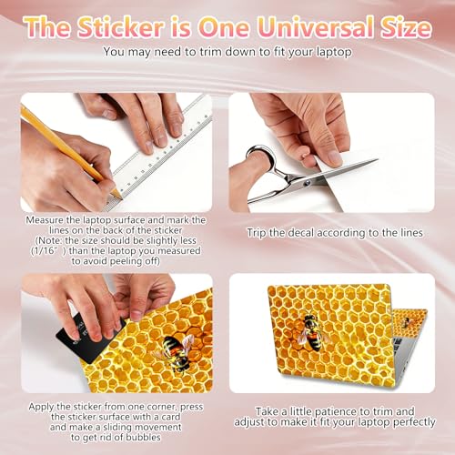 Laptop Skin Sticker Decal 12" 13" 13.3" 14" 15" 15.6",Waterproof Scratch Resistant Vinyl,Reusable Easy to Apply,for MacBook HP Dell Notebooks Netbooks Laptop,2 Wrist Pads,Cute Bee Golden - color: Cute Bee Golden