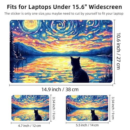 Aesthetic Laptop Skin Cover,12-15.6 Inch Universal Vinyl Sticker Decal,Waterproof Scratch-Resistant Notebook Wrap,Removable Residue-Free Protector,Starry Cat - color: Starry Cat