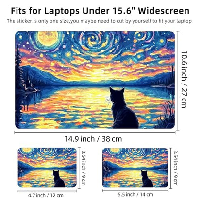 Aesthetic Laptop Skin Cover,12-15.6 Inch Universal Vinyl Sticker Decal,Waterproof Scratch-Resistant Notebook Wrap,Removable Residue-Free Protector,Starry Cat - color: Starry Cat