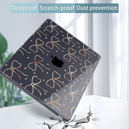 Tuiklol for MacBook Air 13 inch Case M5 2026 M4 2025 M3 2024 M2 2022 Release Model A3449 A3240 A3113 A2681,Plastic Hard Shell Cover for MacBook Air 13.6 with Touch ID, Gold Bow - color: Gold Bow