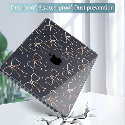 Tuiklol for MacBook Air 13 inch Case M5 2026 M4 2025 M3 2024 M2 2022 Release Model A3449 A3240 A3113 A2681,Plastic Hard Shell Cover for MacBook Air 13.6 with Touch ID, Gold Bow - color: Gold Bow