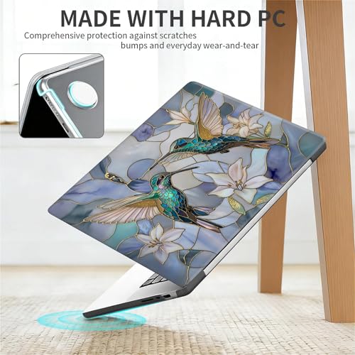 for MacBook Pro 14 Inch Release 2021/2023 Model A2442 A2779 Black Computer Case,Novelty Premium Pattern Hardshell Laptop Case Gilded Wings Stained Glass Hummingbirds Lilies - color: Gilded Wings Stained Glass Hummingbirds Lilies, size: A2442/A2779(14 inch