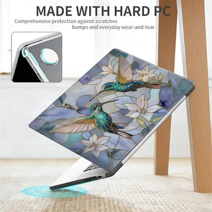 for MacBook Pro 14 Inch Release 2021/2023 Model A2442 A2779 Black Computer Case,Novelty Premium Pattern Hardshell Laptop Case Gilded Wings Stained Glass Hummingbirds Lilies - color: Gilded Wings Stained Glass Hummingbirds Lilies, size: A2442/A2779(14 inch