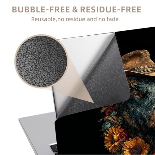 Universal Laptop Skin Sticker for 12/13/14/15.6 Inch Laptops, Reusable Vinyl Laptop Decal Cover, Waterproof Scratch Resistant Notebook Skin with 2 Wrist Pads,Cowboy Highland Bull - color: Cowboy Highland Bull