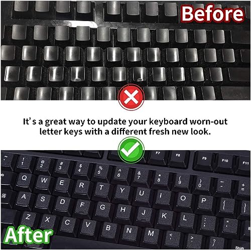 SEIWEI 2PCS Universal English Keyboard Stickers, Matte Replacement English Keyboard Stickers for Laptops, Tablets, and Desktops, Keyboard Alphabet Stickers with Black Font on Silver Background