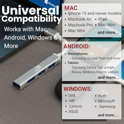 Red Star Tec U114C Mini USB C hub, 4 Extra USB A Ports, 2.0/3.0 - style: USB Type C