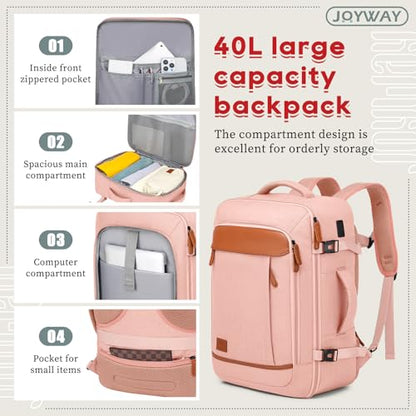 Joyway Expandable Carry on Luggage Sets Airline Approved, Lightweight Hard Shell 20 Inch Carry-on Suitcase with Spinner Wheels (Carry on luggage，Pink) - color: Pink, size: Carry on luggage