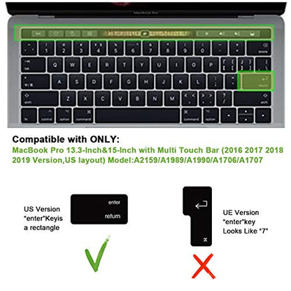English Silicone Keyboard Cover Skin for MacBook Pro with Touch Bar 13-inch 15-inch (Model A2159, A1989, A1990, A1706, A1707) (2019 2018 2017 2016) USA Layout Protective Skin,Gradient Red - color: Gradient red