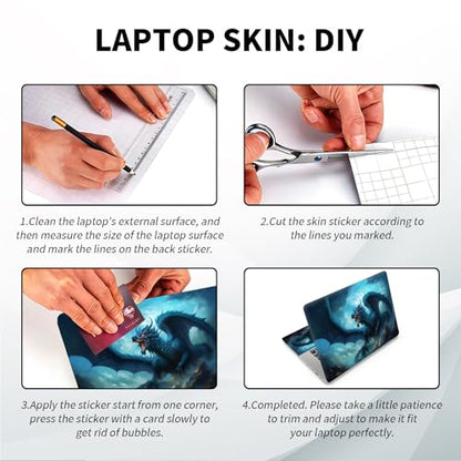 Universal Laptop Skin, DIY Cut-to-Fit Vinyl Cover Compatible with HP, Dell, Lenovo, Mac (13.3" to 15.6"), Anti-Scratch, No Residue & Bubble-Free Protective Decal Sticker, Epic Blue Dragon - color: Epic Blue Dragon
