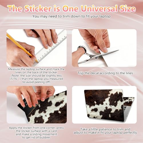 Laptop Skin Sticker Decal 12" 13" 13.3" 14" 15" 15.6",Waterproof Scratch Resistant Vinyl,Reusable Easy to Apply,for MacBook HP Dell Notebooks Netbooks Laptop,2 Wrist Pads,Cows Skin Pattern - color: Cows Skin Pattern