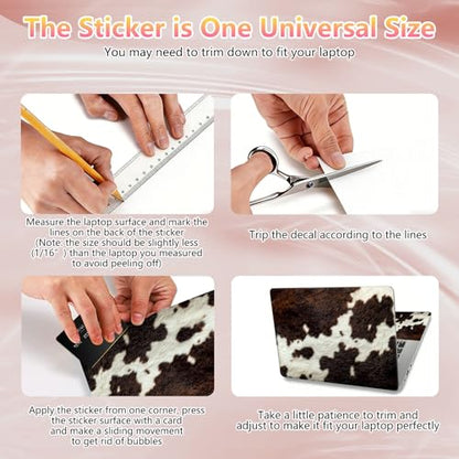 Laptop Skin Sticker Decal 12" 13" 13.3" 14" 15" 15.6",Waterproof Scratch Resistant Vinyl,Reusable Easy to Apply,for MacBook HP Dell Notebooks Netbooks Laptop,2 Wrist Pads,Cows Skin Pattern - color: Cows Skin Pattern