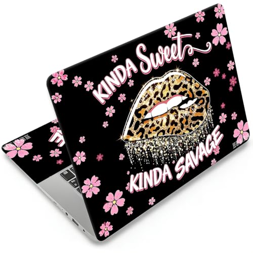 12.1-15.6 Inch Universal Reusable Laptop Skin Sticker Decal, Waterproof Removable Protector for Notebook Cover, Scratch-Resistant Vinyl Cuttable Full Wrap Sticker, Leopard Lips Pink Cherry Blossoms - color: Leopard Lips Pink Cherry Blossoms