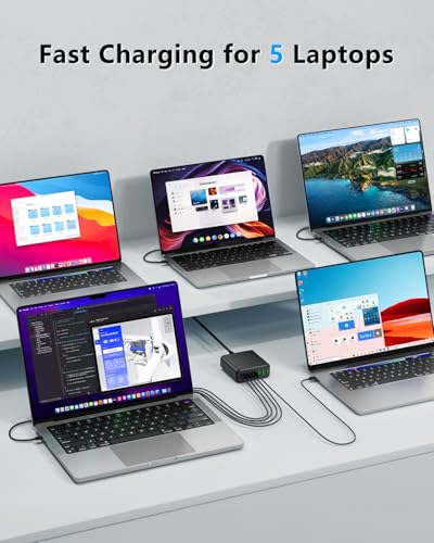 500W USB C Charger Block, 8-Port USB C Charging Station Fast Charging PD 120W PC Laptop Charger Adapter Compatible with MacBook Pro/Air/All iPad,DELL, iPhone 16/15/14/13/Pro Max/Galaxy - color: BLACK