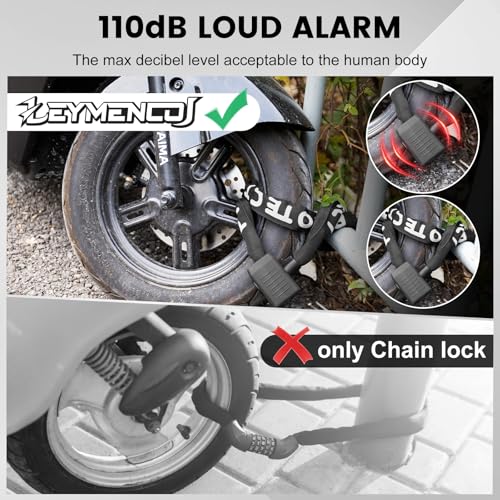 Bike Lock with Alarm – 110dB Anti-Theft Bike Alarm, 4FT x 8mm Heavy Duty Chain with Keys for Bicycle/E-Scooter/Motorcycle