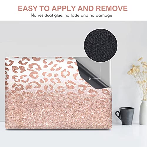 DINKY Laptop Skin Sticker Decal, 12" 13" 13.3" 14" 15" 15.4" 15.6 inch Laptop Universal Reusable Vinyl Skin Stickers Cover Art Decal Notebook PC Personalized Protector-Rose Pink Leopard Print - color: Rose Pink Leopard Print