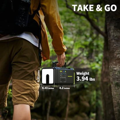 MARBERO [FathersDayGifts] 118Wh Portable Power Station with Telescopic Camping Lights for Camping Hiking 32000mAh 160W Max Power Bank with AC Outlet USB DC Output for Emergency - color: Dark Green