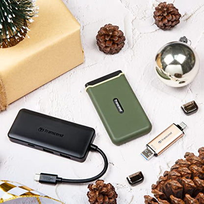Transcend HUB 6 in 1 Hub, Type C, with 60W Power Delivery, 10Gbps USB C and 2 Type-A Ports, Micro SD and SD UHS-II Card Reader, for MacBook Pro, Labtop - TS-HUB5C - style: Type-C (6-in-1 HUB, with 60W PD)