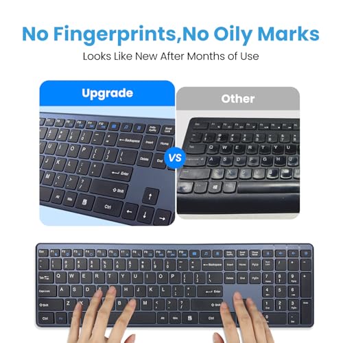 Wireless Keyboard-2.4G Ultra Slim Quiet Full Size USB PC Computer Keyboard,19 Multimedia Keys,Number Pad,Plug&Play,Lag-Free Ergo,Long Battery Life for Desktop,Laptop,Smart TV,MAC,Windows,QWERTY