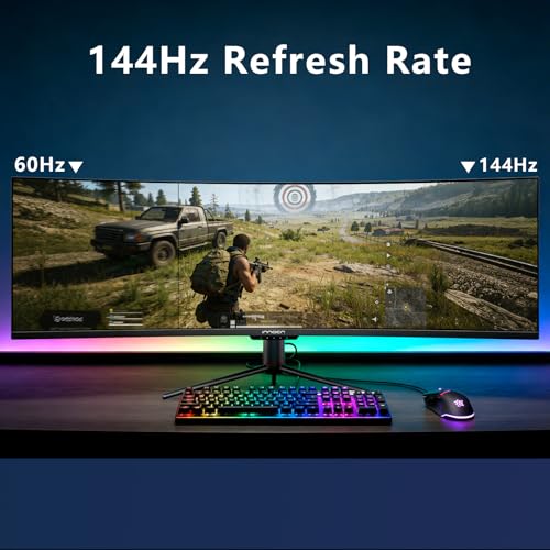 INNOCN 49" Curved Ultrawide 3840 x 1080P 144Hz Monitor, Screen Split for Productivity/Gaming, 32:9, R1800, HDR400, USB C, DisplayPort, HDMI, Speakers, Adjustable, Black - style: DWFHD 144Hz