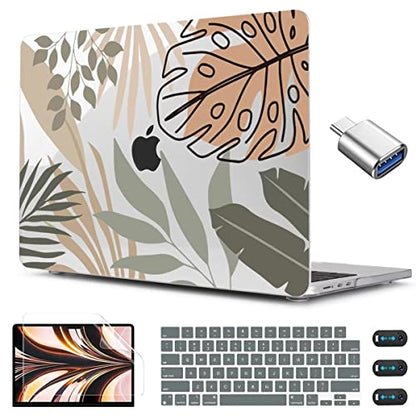 CISSOOK Compatible with MacBook Air 13.6 inch Case M2 M3 M4 M5 | A3449 A3240 A3113 A2681, 5in1 Set Hard Shell Case Keyboard Cover for MacBook Air 13 inch 2022 - 2026, Tropical - color: Air13.6inch-Morandi Tropical Palm