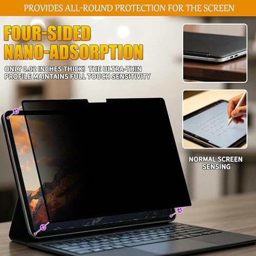 Privacy Screen for Surface Pro 12.3 Inch (7/6/5/4) | Ultra-Thin Edge Adhesive, Touch & Pen Compatible, Anti-Glare, Bubble-Free - size: Surface Pro 12.3'' (4/5/6/7)