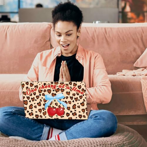 SUPERDANT Cherry Laptop Skin Sticker Decal Leopard Heart Shape Universal Laptops Notebook Skin Sticker for 12 13 13.3 14 15 15.4 15.6 Inches Vinyl Laptop Cover Stickers Notebook Protector
